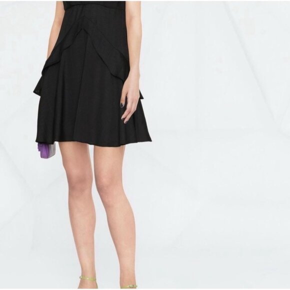 Sandro New Authentic Solid Black Gisele Tank Tiered Mini Dress 36 4 Small - Picture 3 of 8